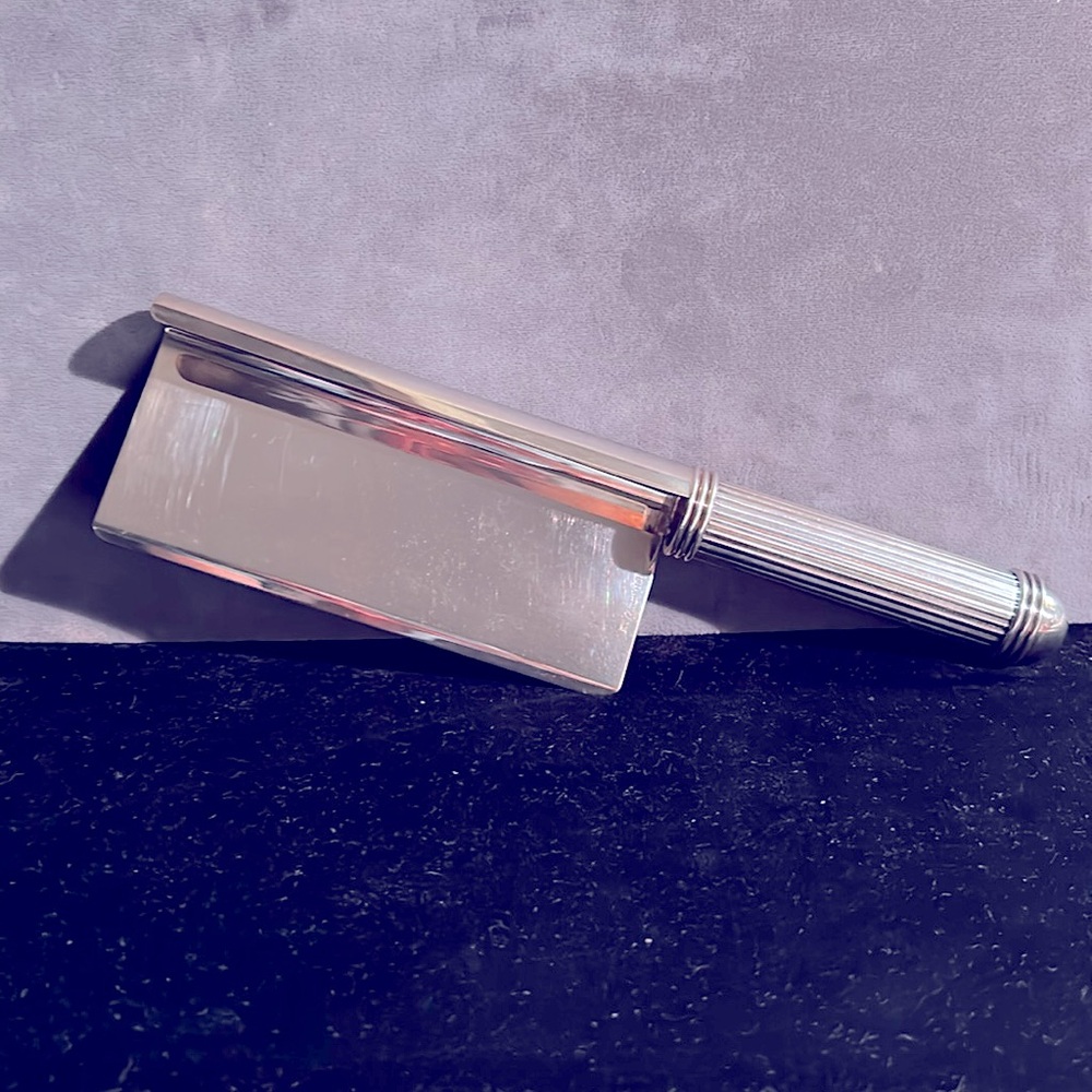 SIGNED CHRISTOFLE FRANCE SILVERPLATE CRUMB SWEEPER
